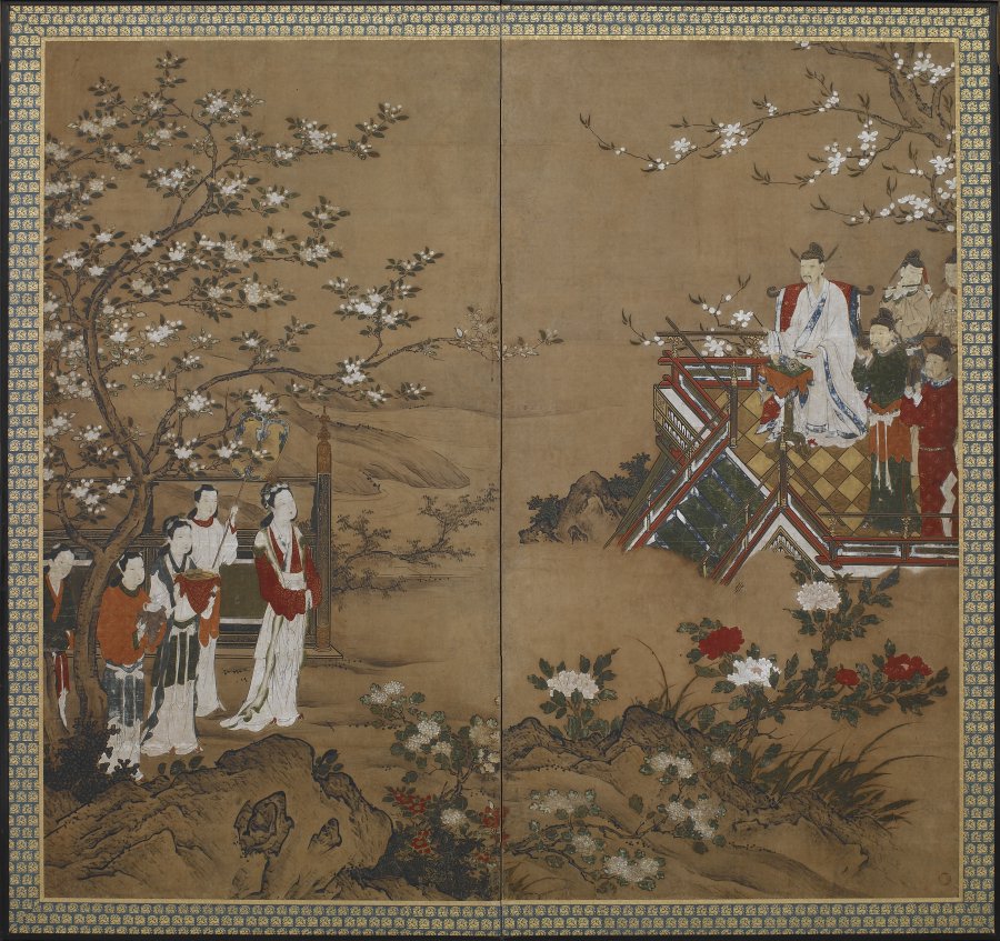 The Chinese emperor Ming Huang and Yang Kuei-fei, by Kano school, early 17th century #kanoschool