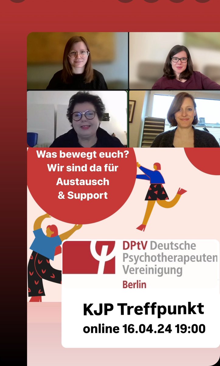 DPtVBerlin's tweet photo. Vielen Dank für den spannenden Austausch!
Der „#DPtV Berlin KJP-Treffpunkt“, moderiert von @archontula Karameros, Grußwort von der Landesvorsitzenden @DrChJochim. Mit Gast aus dem Bundesvorstand Dr. Josepha Katzmann!
#Netzwerk #Berufsverband https://t.co/F8qH0Mdz8R