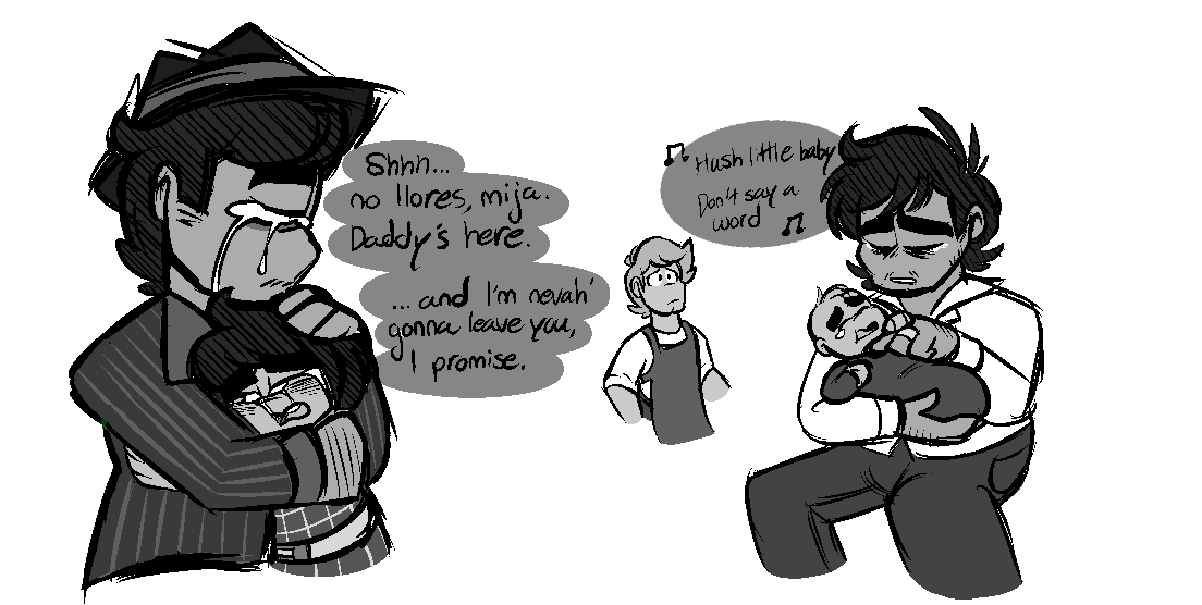 At some point, Eduardo realizes that as much as he needs to find his wife's killer, their kids need him more. He doesn't know what to do without Laurel, but he'll always try for them.

daduardo angst is fun qwq

#eddsworldfanart #noir #nextgen #eweduardo #ewmark #eddsworldnextgen