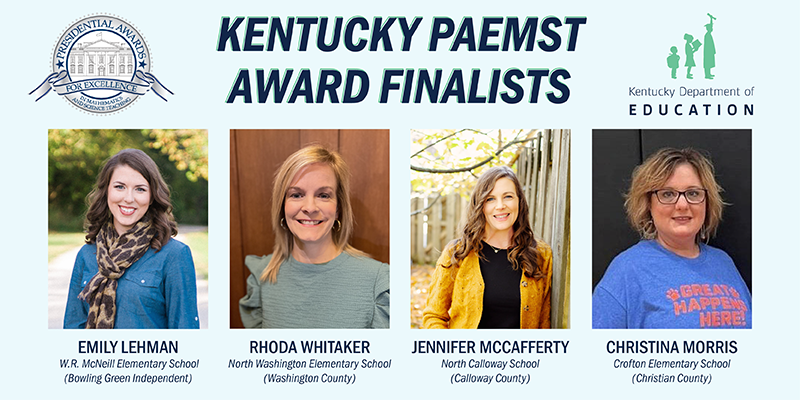 🆕Four Kentucky teachers have been named finalists for the Presidential Award for Excellence in Mathematics and Science Teaching (PAEMST), the nation’s highest honor for K–12 STEM and computer science teachers. More: bit.ly/PAEMSTfinalist…