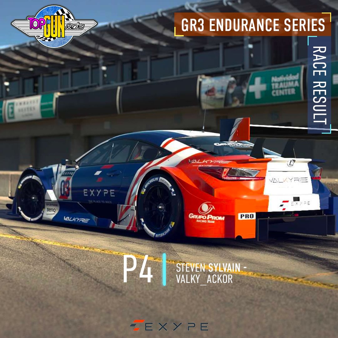 🏁 GR3 Endurance Series by Top Gun 🏁
A more than successful race for the driver of the Valkyrie Exype! After starting in 2nd position, it was thanks to his consistency and good tyre management that Steven finished the race in 4th position.