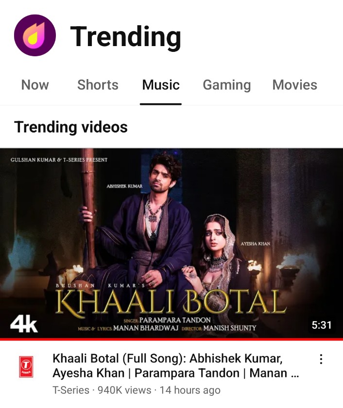 Congrats Avengers 🥳🥳 Finally #KhaaliBotal is trending at no.1 at YouTube This song deserves to be at no.1 for long times #AbhishekKumar #AbhishekAvengers #AyeshaKhan #Abhiesha