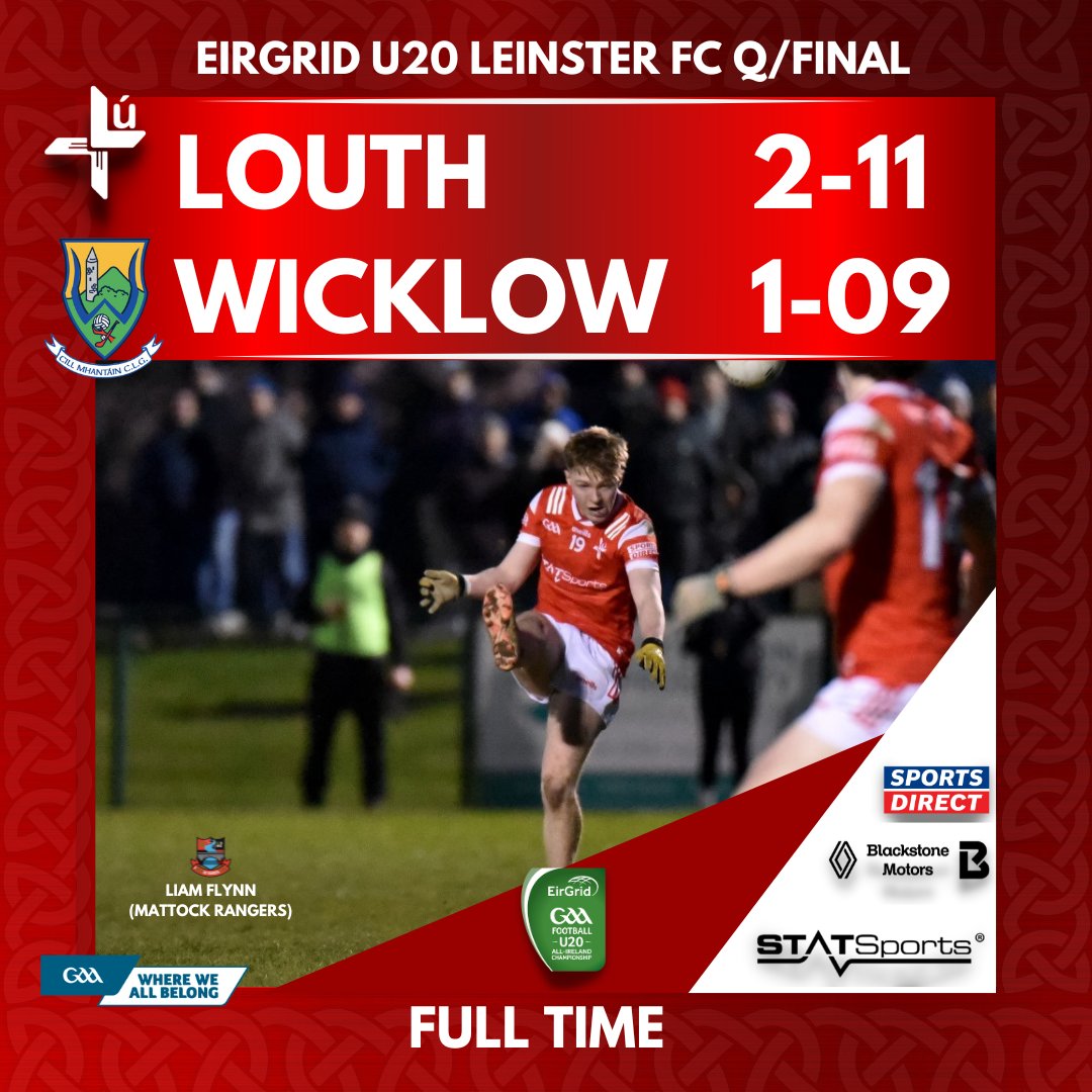 A strong last quarter sees us prevail and into the Leinster u20 Semi finals. We will play Dublin next Tuesday in Parnell Park. @statsports l @OfficialBSM_1 l @SportsDirectUK