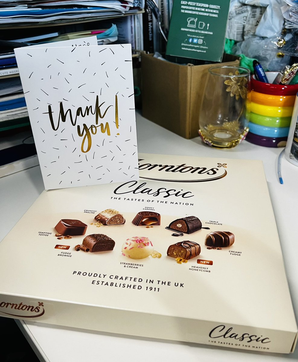 Arrived in work after 2 weeks off and one of my lovely new colleagues who I am mentoring left me a #HuginaMug and another colleague had left a box of Chocs and a Thank You card for being kind to them!! 🫶🏽 I work with some lovely people ❤️🌟🙏🏾🎁