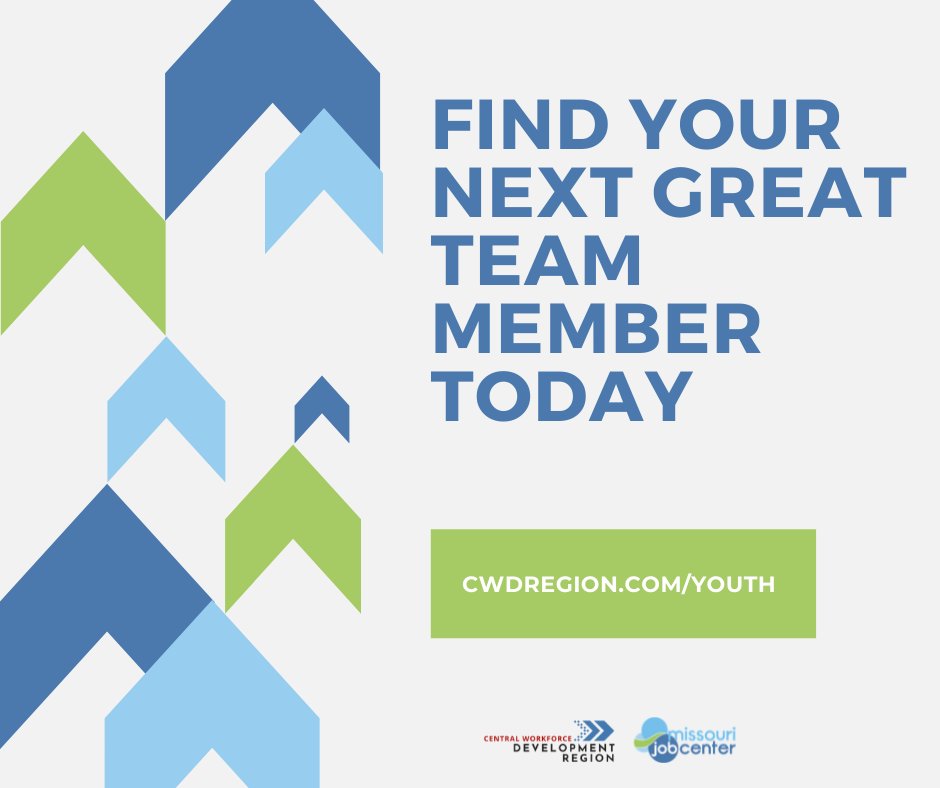 ATTENTION EMPLOYERS! If you're ready to find your next ideal team member we want to help! We'll even cover the hiring costs! 

Learn more today at cwdregion.com/youth or visit the Job Center today! 

#mojobs #youthjobs #futurejobs #summerjobs