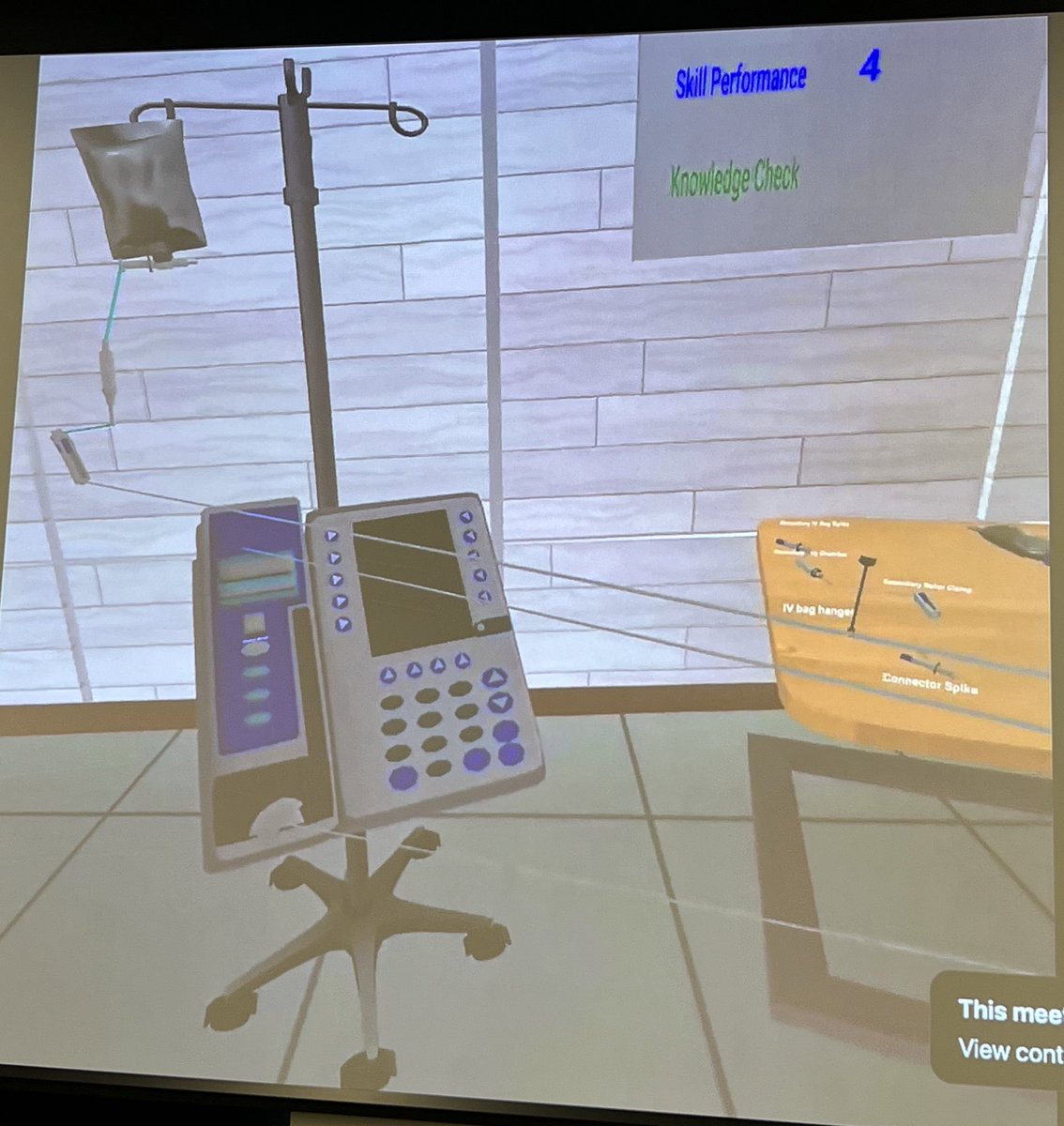 MizzouTell's tweet photo. VR-enabled Intravenous Piggyback (IVPB) medication administration practice! Test in process….. https://t.co/QvmpsSeMd3
