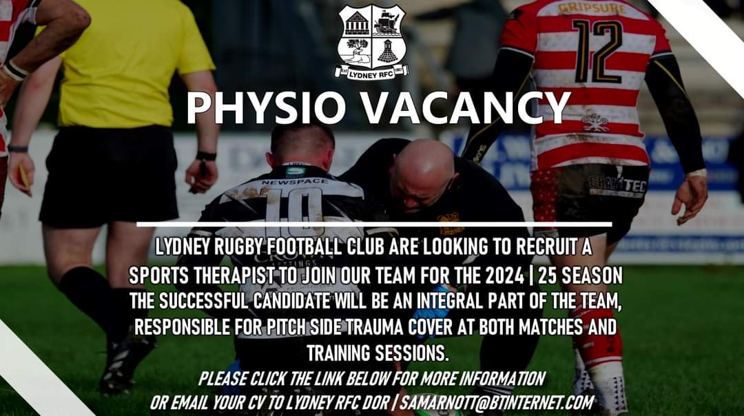 lydney_rfc's tweet photo. Lydney RFC are looking to recruit a Sports therapist to join our team for the 2024/25 season.
Please click the link below for more information 
https://t.co/NEwkNy6rns
@GRFUrugby
@local_rugby @swsportsnews https://t.co/hXmaz7NTzT