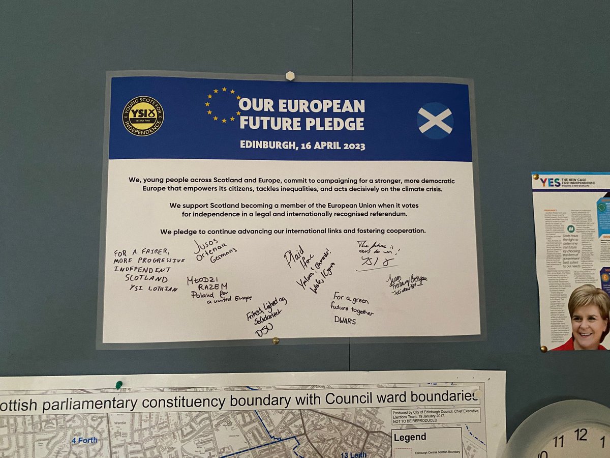 A year ago today, the Edinburgh pledge was signed by the parties in attendance, committing to campaign for a stronger, more democratic Europe that empowers its citizens, and to support an independent Scotland becoming a member of the EU 🏴󠁧󠁢󠁳󠁣󠁴󠁿🇪🇺.