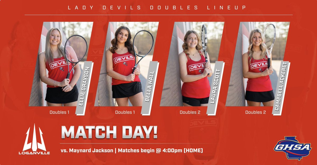 The Lady Devils’ Lineup is SET! Matches will all begin at 4:00pm! #HOSTthePOST🟥🔱🎾