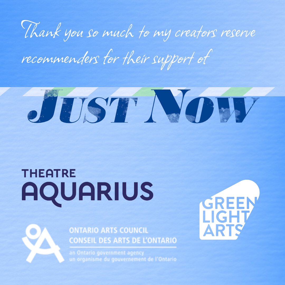Besties, I have new work afoot!

JUST NOW is about staying behind, about watching the backs of those who leave, and persisting in their absence. 

Thanks to <a href="/theatreaquarius/">Theatre Aquarius</a> <a href="/GreenLight_Arts/">GREEN LIGHT ARTS (find us on Bluesky)</a> and <a href="/ONArtsCouncil/">Ontario Arts Council</a> for supporting this new play through Theatre Creators Reserve.