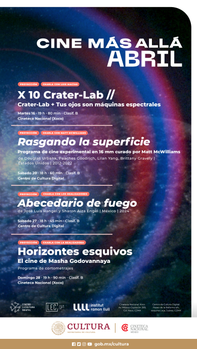 #CinemásAllá en primavera 📽️📽️📽️ Arrancamos en la Cineteca Nacional con una selección de películas producidas por Crater Lab un importante laboratorio afincado en Barcelona. 👉Revisa el programa: shorturl.at/uDQU0