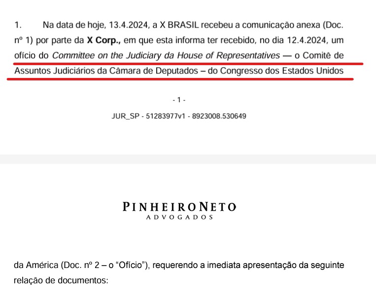 @demori Não é o que o X declarou ao ministro. Fora isso, tenho cópia do documento oficial assinado pelo @Jim_Jordan EM NOME DA COMISSÃO DE JUSTIÇA da Câmara dos Deputados dos EUA! Inclusive, o documento cita que é sim uma Investigação! Então vcs como jornalistas estão desinformando ao…