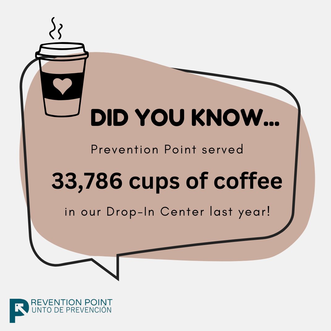 Extra sugar, extra creamer! A lot of us rely on a hot cup of coffee to start our day, and that goes for the folks PPP serves as well. Pouring someone a coffee is a way to welcome them into our space & start a convo about other services they might need. Coffee is harm reduction.