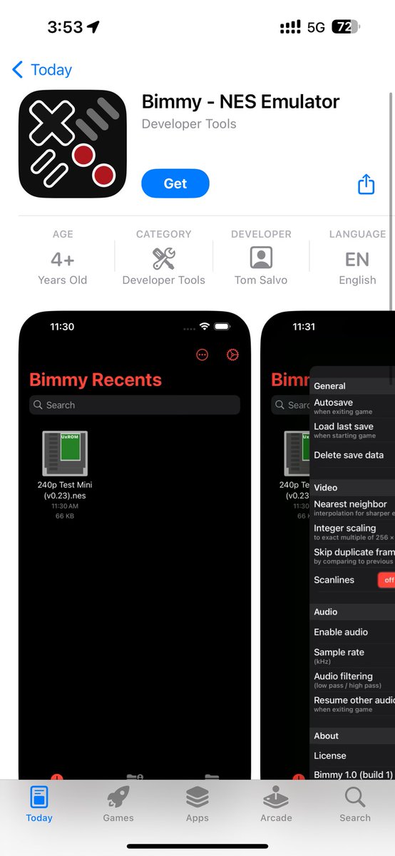 cohenHD's tweet image. Here one moment and gone the next. 

#NES #emulator for #iPhone #Bimmy is now longer available. I hope it is just an App Store glitch.