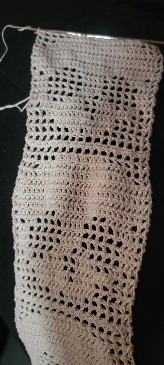 Going to do the blanket in strips then crochet them together. This is how it looks so far.