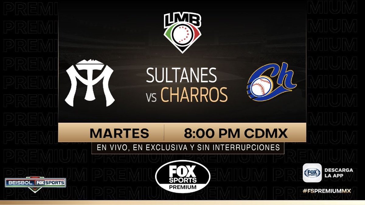 Los Sultanes visitan a los Charros en un cerrado duelo de la Zona Norte ¡No te lo pierdas en #BEISBOLxFOXSPORTS! ⚾ @SultanesOficial 🆚 @charrosbeisbol Martes a las 8PM CDMX en vivo, en exclusiva y sin interrupciones por #FSPremiumMX 🖥