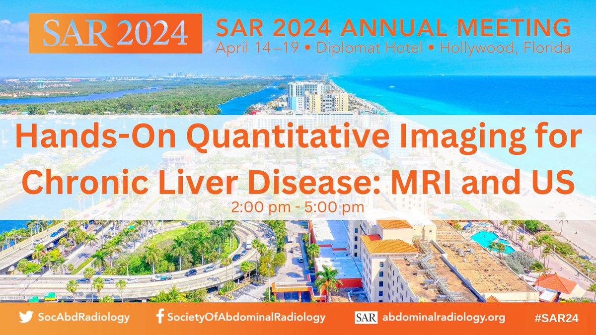 Now at #SAR24—Be sure to catch Hands-On Quantitative Imaging for Chronic Liver Disease: MRI and US!