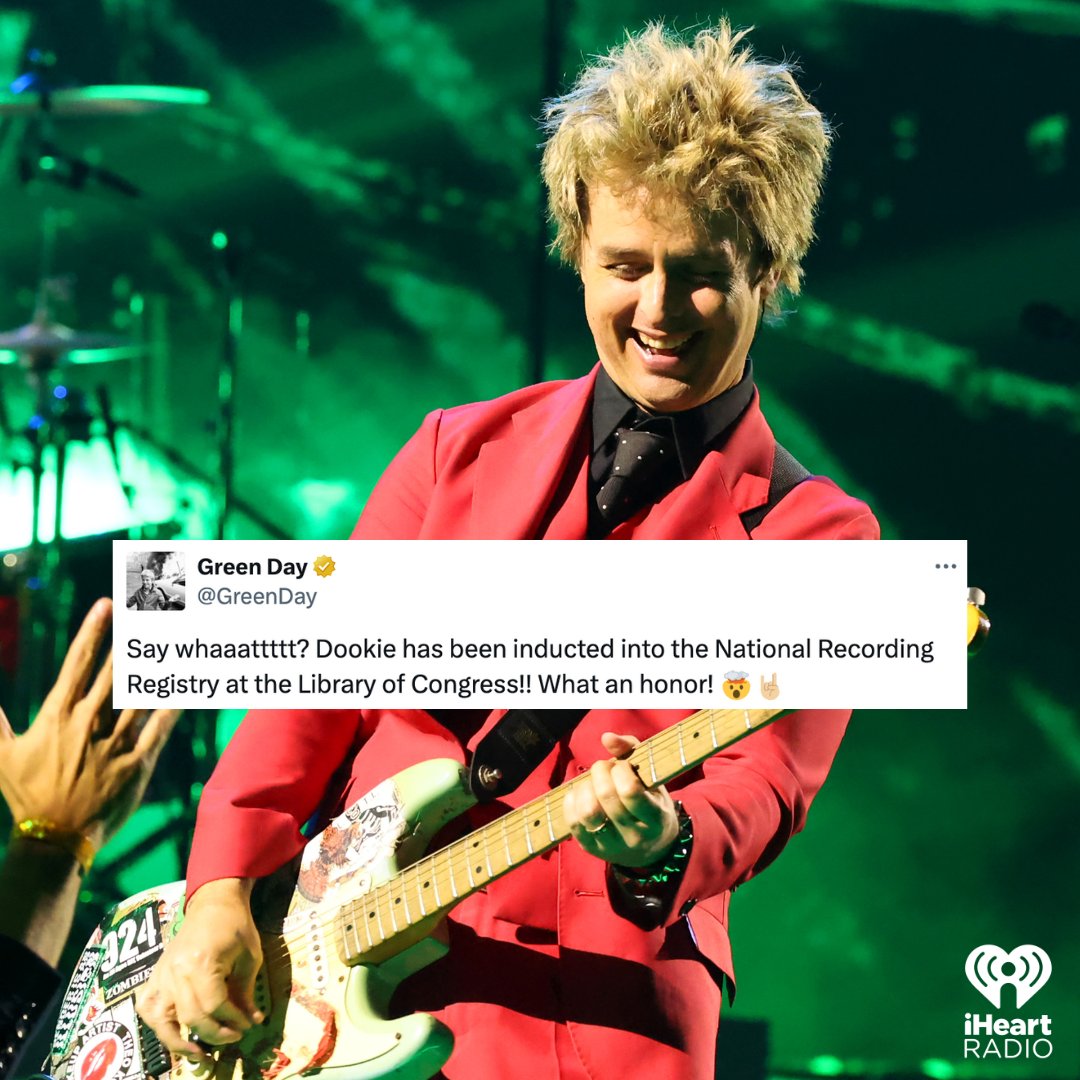 Today the Library of Congress announced the 2024 inductees for the National Recording Registry…and this year it includes #GreenDay’s album #Dookie! 🤘Celebrate with us & #GreenDay on the free @iHeartRadio app! 🎶 Listen NOW ➡️ ihe.art/STTjSnI