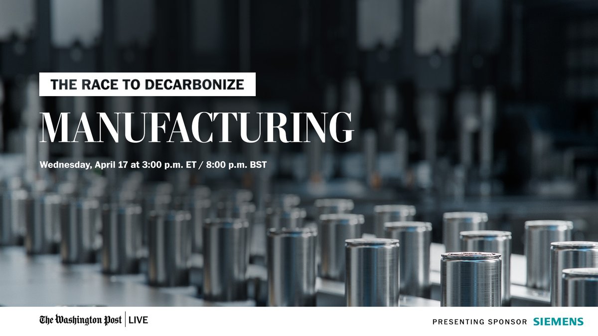 On Wednesday, April 17 at 3:00 p.m. ET: @JayTimmonsNAM & @UMBC president Valerie Sheares Ashby join #PostLive to assess how clean energy investments are contributing to a boom manufacturing in the U.S. & offering new opportunities. Register to watch: ow.ly/cihk50RclUQ