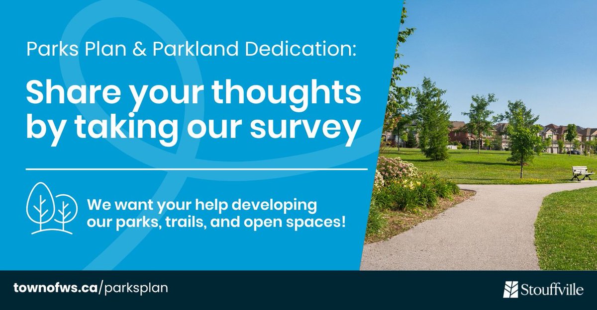 🌳🗨️Our Town is preparing a Parks Plan to enhance parks, trails, and open spaces! A Parkland Dedication By-law Update is also underway to acquire parkland for new developments🏡 📣💻Take the survey now at townofws.ca/parksplan. Survey closes on April 30.