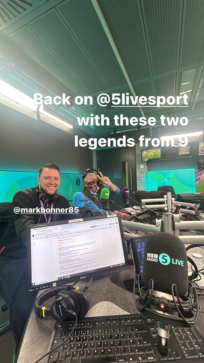 Back around the grounds on @5liveSport tonight with @markbonner85 and @khfcofficial Phil Brown - @bbc5live from 9…till @gordonsmart at 1030! #bbcefl