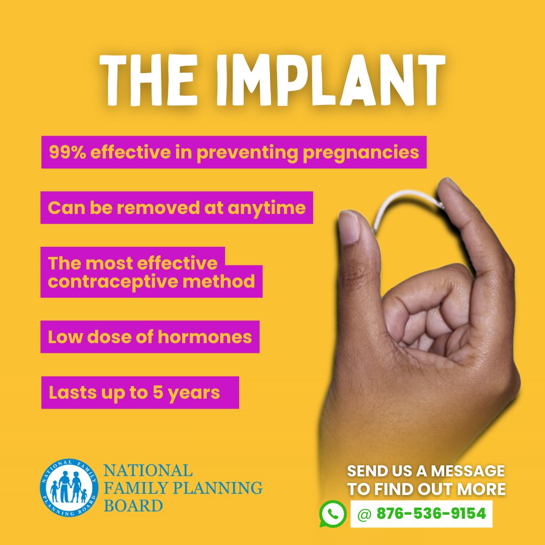 Interested in getting the contraceptive implant? We can help!

Send us a DM or WhatsApp @876-536-9154 for more information. ​

#NFPBJamaica #Implant #Contraceptives #buildingjamaica
