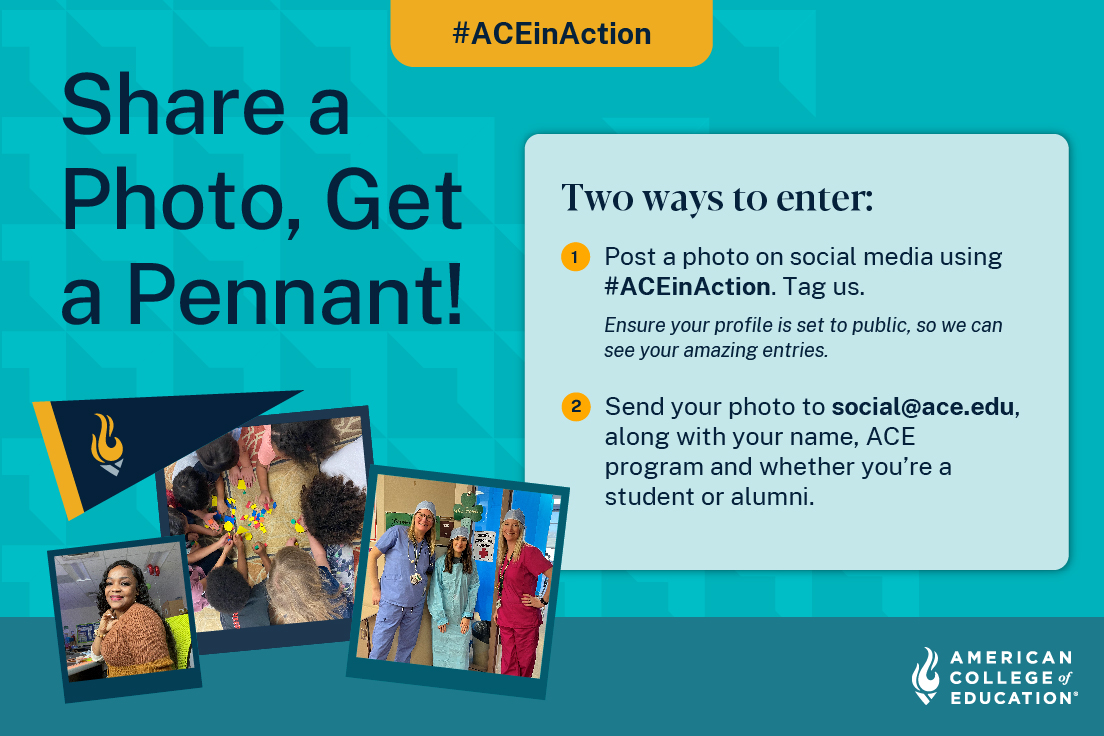 Help us celebrate #NationalNursesWeek and #TeacherAppreciationWeek by entering the #ACEinAction contest. If you’re an ACE student or alumni, share a photo of yourself at work with #ACEinAction and you can receive an ACE pennant! For official rules, visit: bit.ly/3Ucvd5o