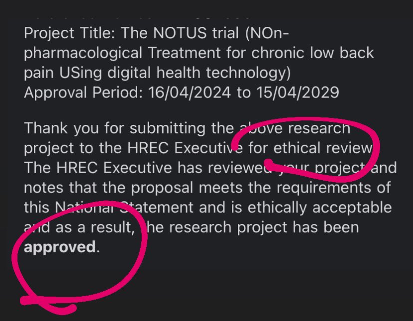 🔥 Milestone: Ethics approval A big trial that will employ research assistants, provide the opportunity for students to become “doctors” over the next four years, and answer a necessary research and clinical question that can change the way we deliver treatments in primarycare.