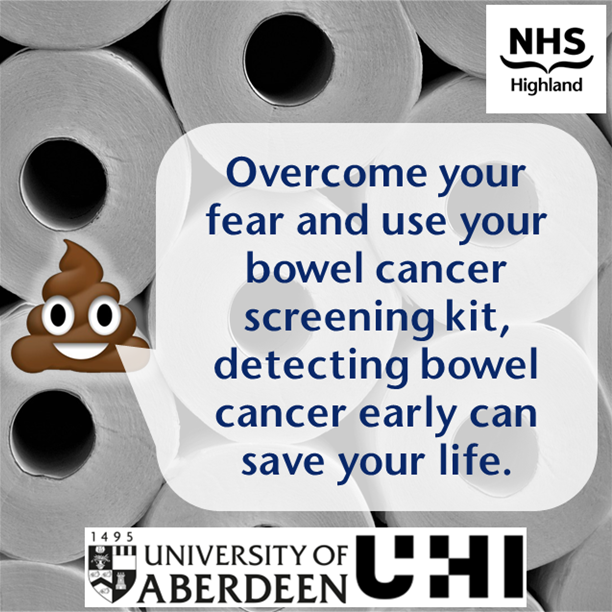 Aged 50-74? Overcome your fear and use your bowel screening kit when it arrives in the post, detecting bowel cancer early can save your life. For more information visit nhsinform.scot/bowelscreening #ScotsScreening