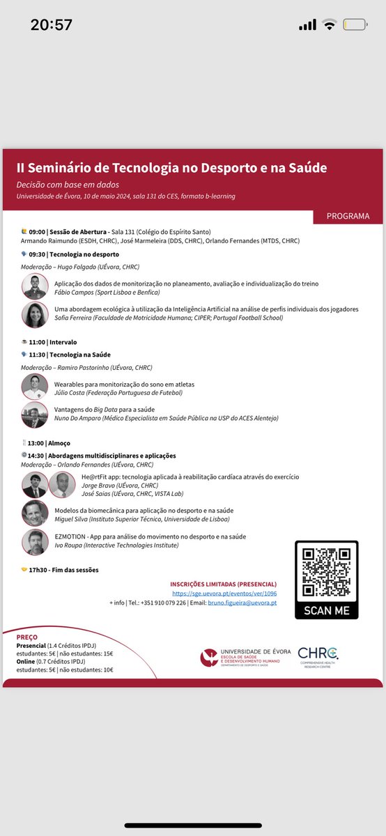 B_V_Goncalves's tweet photo. 📢 II SEMINÁRIO DE TECNOLOGIA NO DESPORTO E NA SAÚDE 🏅
🎯 Decisão com base em dados
📅 Data: 10 de maio de 2024
🏢 Local: Universidade de Évora
📚 Formato: B-learning (presencial e online)

🌐 Inscrições: https://t.co/KMEhEb1mIb https://t.co/vLcZWCC0y6