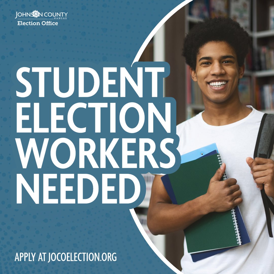 Do you know a teen who wants to make a difference and earn a little extra cash? 🌟 We're looking for 16- and 17-year-olds to join us as student election workers on Election Day (Tuesday, Aug. 6)! 🗳️ #NationalVolunteerWeek

Learn more ➡ jocoelection.org/election-worke…