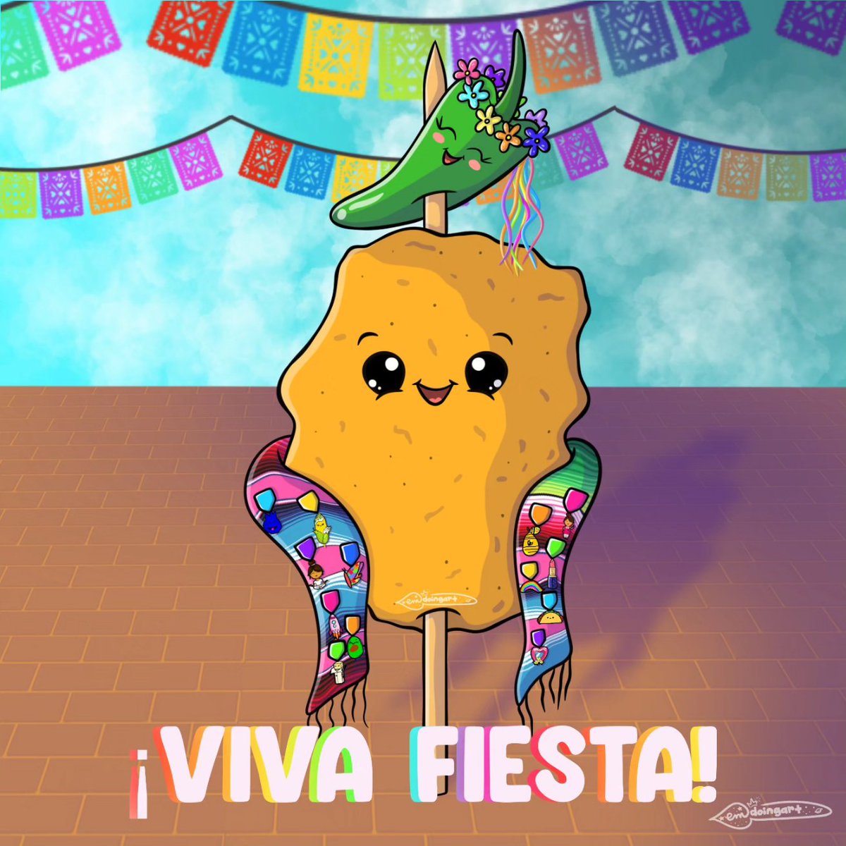 It's already Fiesta time! Get puro San Antonio vibes with my new dazzling chicken on a stick-er! 🎉  Grab yours today and let's get ready for the biggest party in the city! 
Only on emdoingart.square.site 
#FiestaSA #HolographicStickers #VivaFiesta #PuroSanAntonio