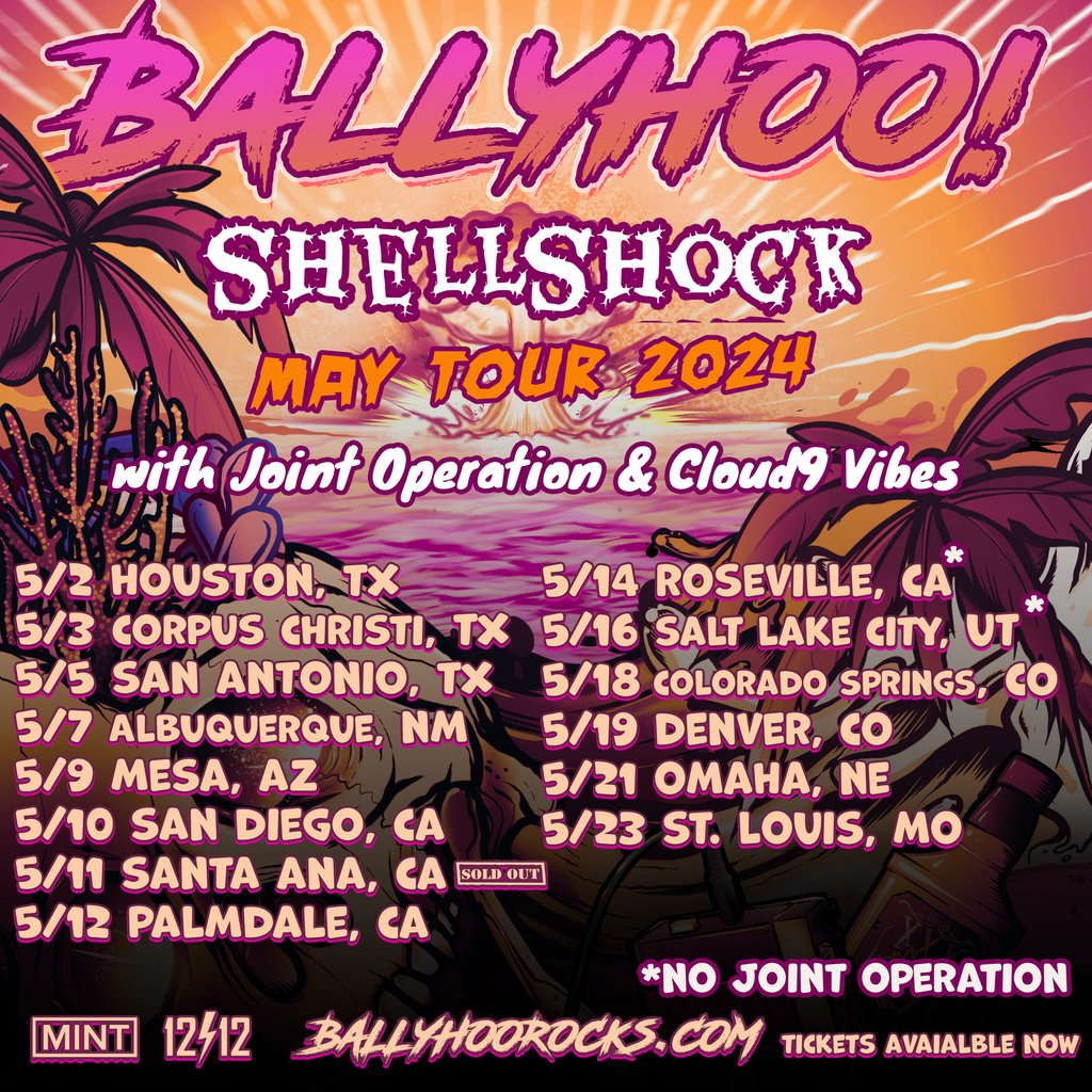 ⚡️ The Shellshock Tour continues this month! Catch us this Friday, 4/19 at Tiki Bar Solomons! 4/26 @brightboxwinchester 4/27 @therechermd for @neverearlyfest 🎟️ Tix at ballyhoorocks.com/tour