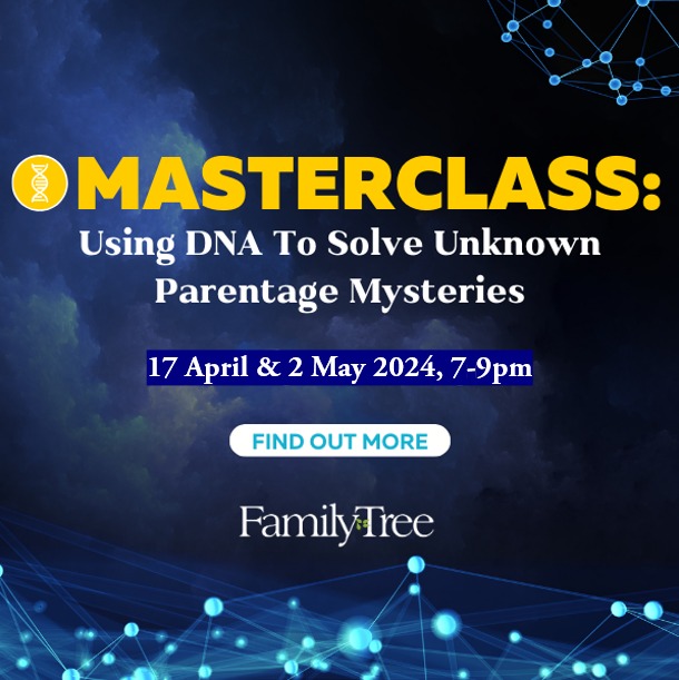 There's still time to book onto my 2-part #DNA Masterclass '𝙐𝙨𝙞𝙣𝙜 𝘿𝙉𝘼 𝙩𝙤 𝙎𝙤𝙡𝙫𝙚 𝙐𝙣𝙠𝙣𝙤𝙬𝙣 𝙋𝙖𝙧𝙚𝙣𝙩𝙖𝙜𝙚 𝙈𝙮𝙨𝙩𝙚𝙧𝙞𝙚𝙨' hosted by @familytreemaguk. Begins Wed 17th Apr at 7pm BST. Recordings will be available until 2nd Jun. tinyurl.com/mr3z5swp