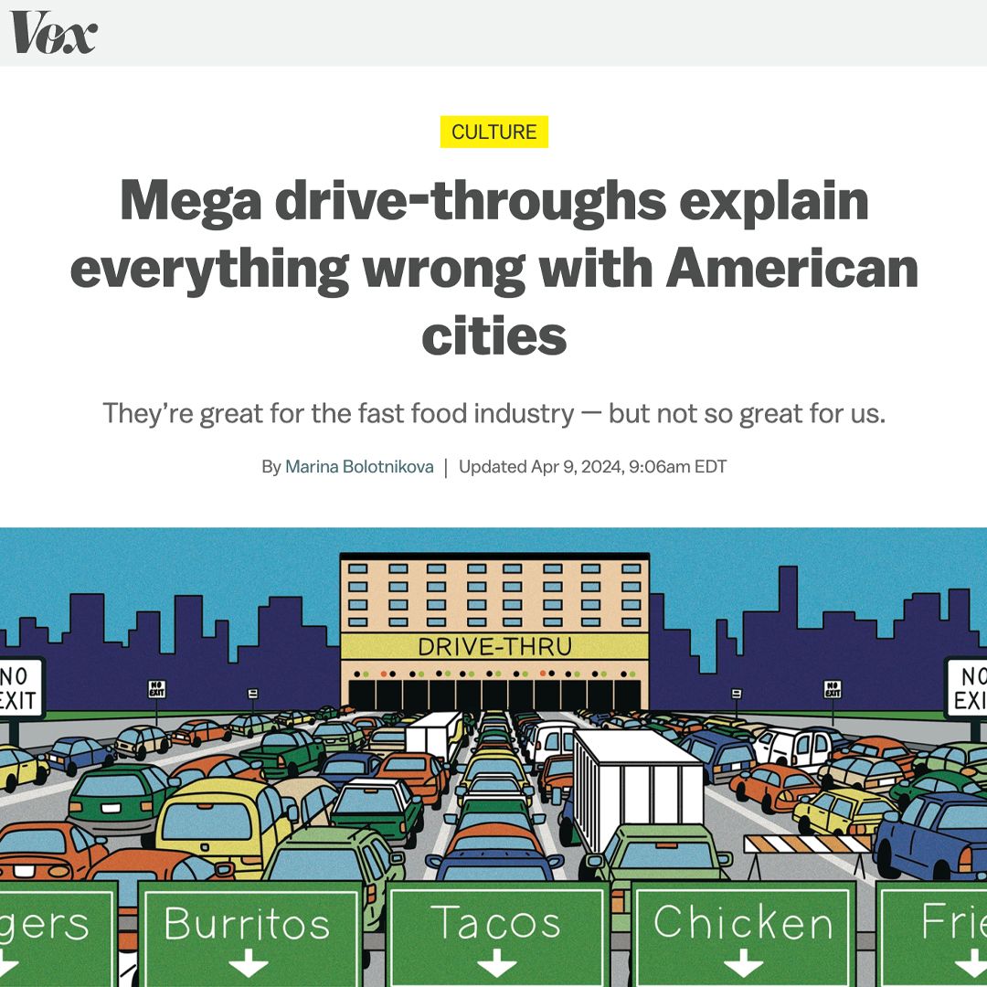 When people don’t want to get out of their cars, that’s a sign we’re not building environments where people actually want to be.