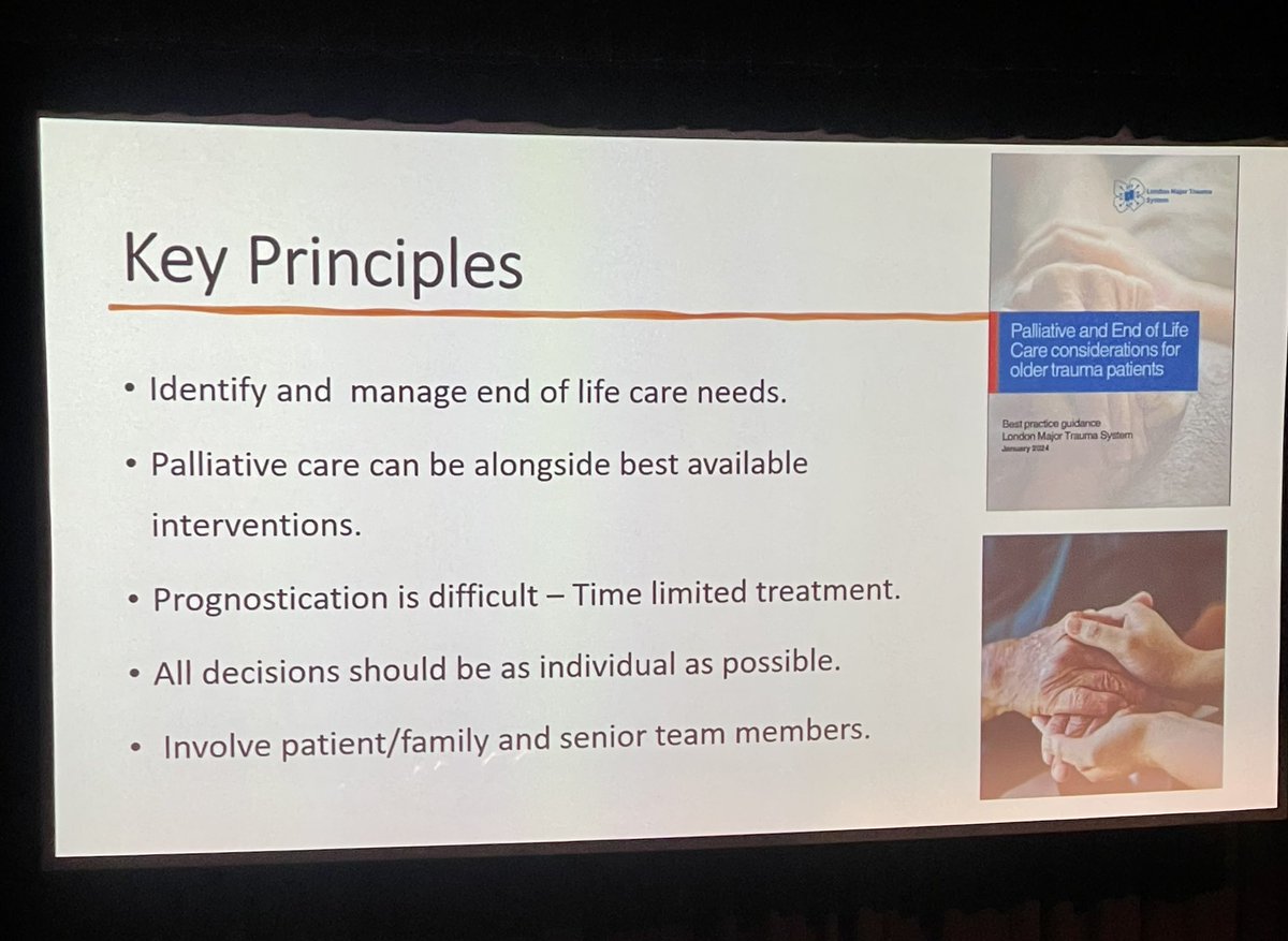 DrThaur's tweet photo. Palliative and End of Life Care discussions in Trauma in Older People @RCEMevents @FranVerey #RCEM spring CPD https://t.co/IQAFeoqmM1