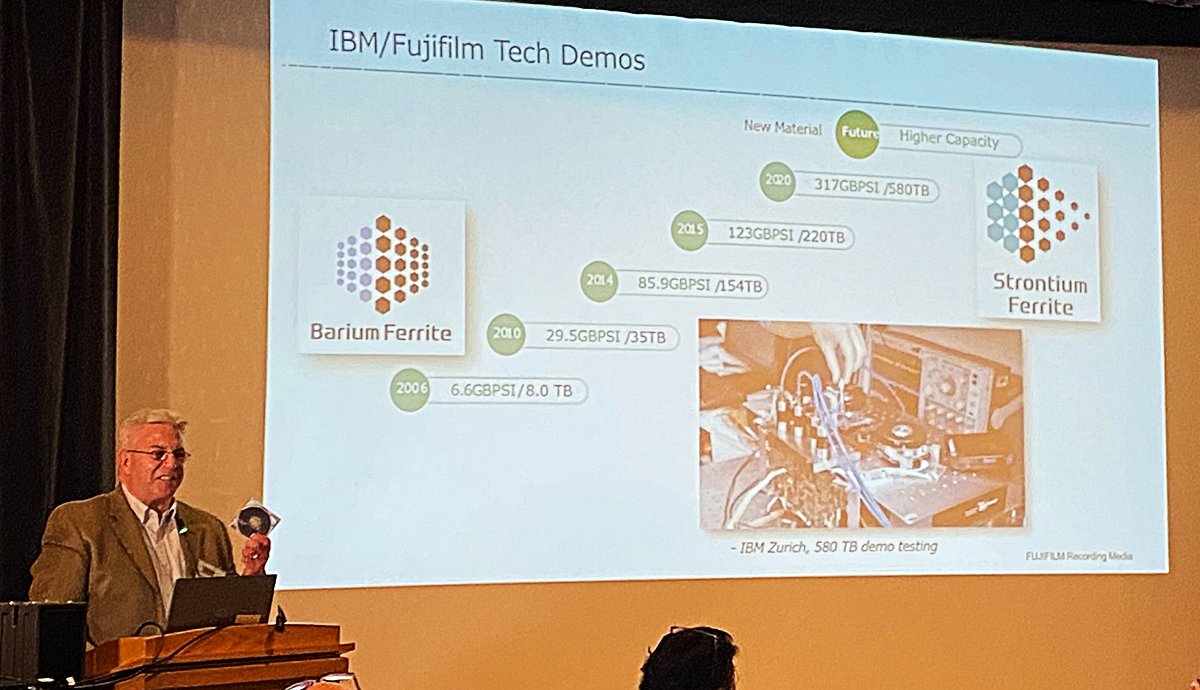 Thank you to the @LibraryCongress Designing Storage Architectures for Digital Collections meeting for having tape evangelist, Rich Gadomski. Rich provided updates on tape technology and showcased the design of modern LTO Tape (for all of the young people in the audience 😉)