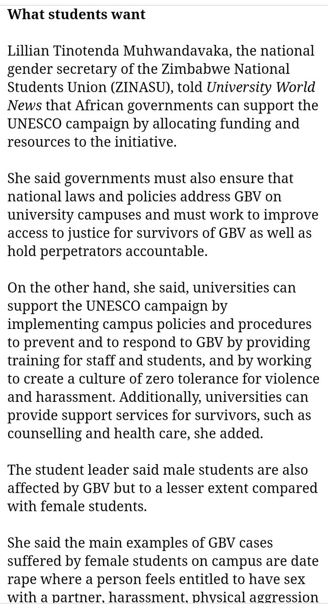 Sad reality about sexual harassment and GBV in Zimbabwean tertiary institutions is that the economic conditions in Zimbabwe are the main cause. Most parents in Zim earn below the poverty datum line and because of this the university child is doing anything to become a graduate 💔