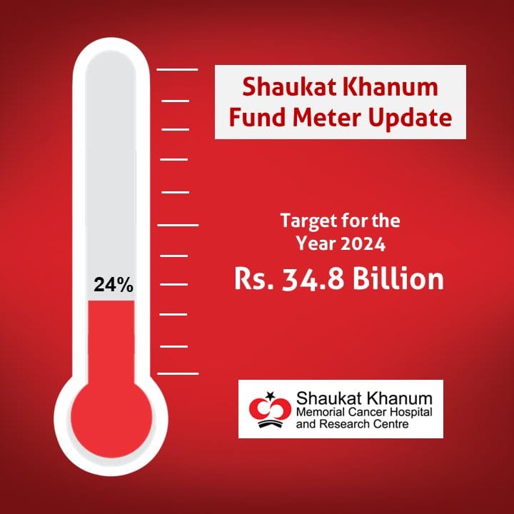 شوکت خانم ہسپتال کو اس سال کے بجٹ میں سے ابھی تک صرف 24 فیصد اکھٹا ہوا ہے خان صاحب جیل میں ہیں تو کیا لوگ اُنکے ہاسپٹل کو فنڈ نہیں دینگے؟*
زیادہ سے زیادہ فنڈز دیں اور یہ میسج شیئر کرے