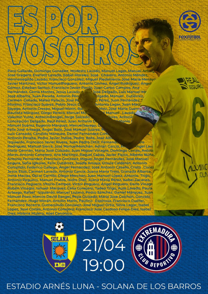 💛💛 Es por VOSOTROS 💛 Cartel de partido dedicado a nuestros 2️⃣1️⃣4️⃣  socios y socias de esta temporada. 💛 El club ha decidido no declarar el  partido de MEDIO DÍA del club