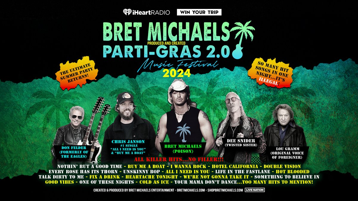 Listen to iHeart80s on the FREE iHeartRadio App for your chance to win a trip to see @bretmichaels Parti-Gras 2.0

More details: ihr.fm/BretMichaelsFl…