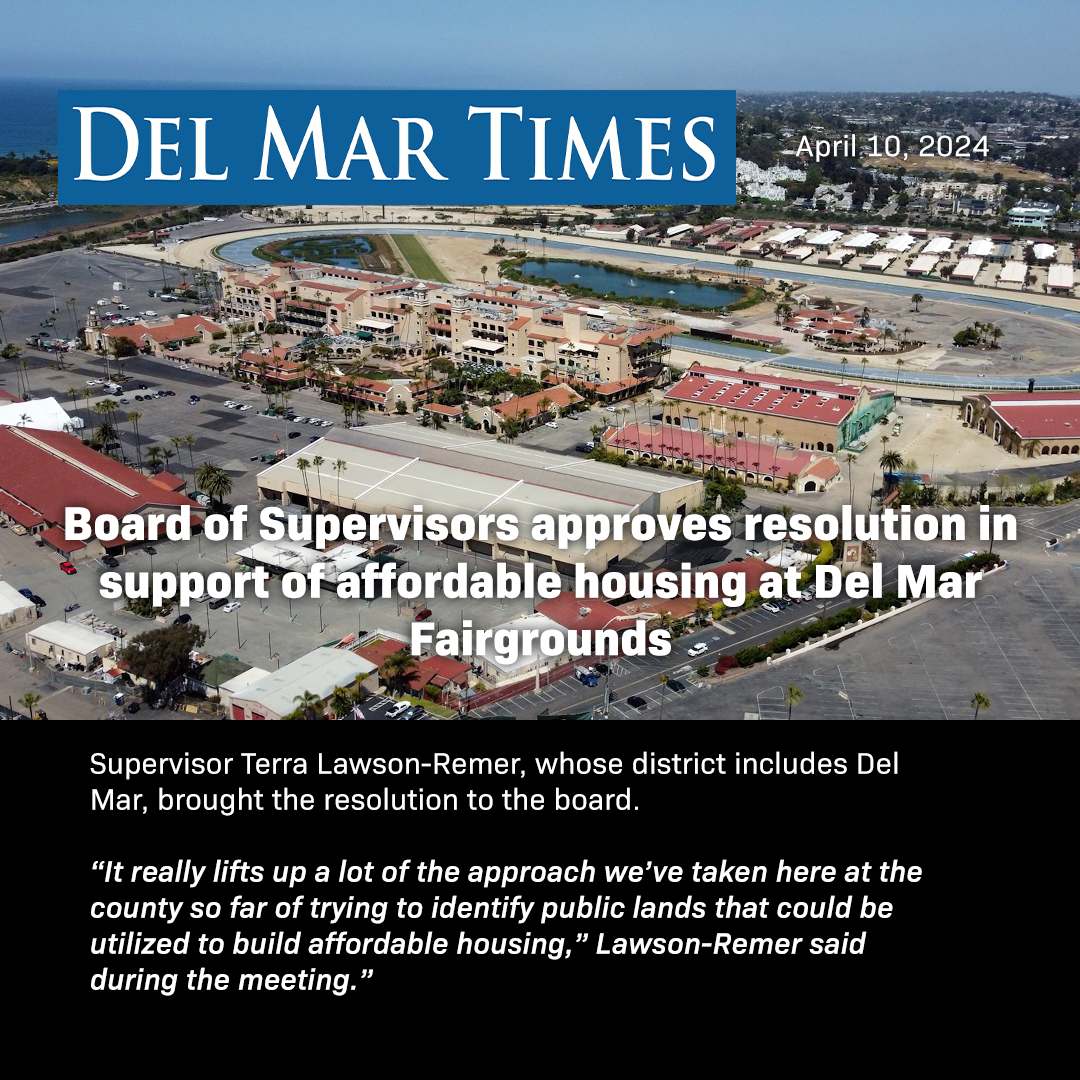 Bringing more affordable housing to coastal communities is possible, and this partnership between the City of Del Mar & the Del Mar Fairgrounds is an example of creative policymaking that solves problems. I was proud to introduce a resolution supporting this important project!