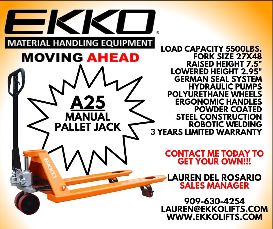 💫A25 Spotted in the wild!✨ The worker using it said, 'This is the best manual pallet jack the store has had.' It's great to know how much our customers enjoy our products in real time. 909-630-4254 LAUREN@EKKOLIFTS.COM EKKOLIFTS.COM #ekko #materialhandling #Cardenas