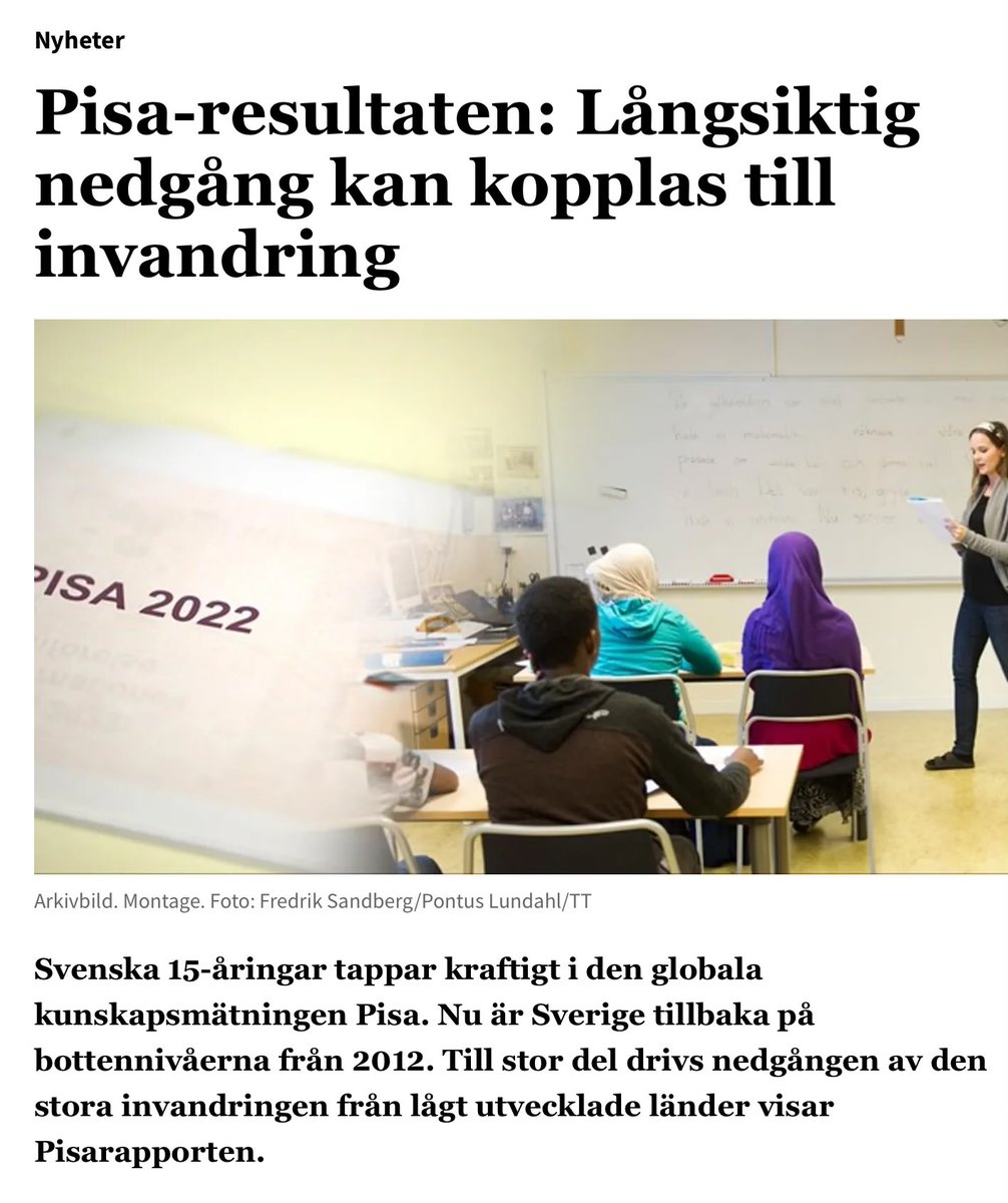 @JohanPehrson Resultaten tycks också kunna kopplas till mottagningen av ett par miljoner invandrare över Sveriges förmåga att integrera de senaste decennierna. #migpol #utbpol #svpol