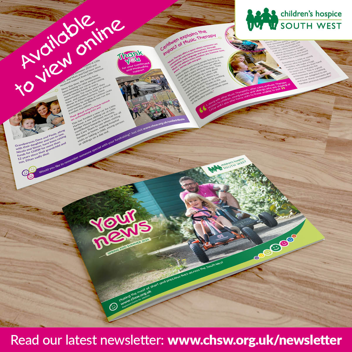 Our latest newsletter should be landing on your door mat this week ✉️ This edition includes stories on our families, supporters doing incredible fundraising and more on the support our hospices offer. You can also read here ➡️chsw.org.uk/newsletter