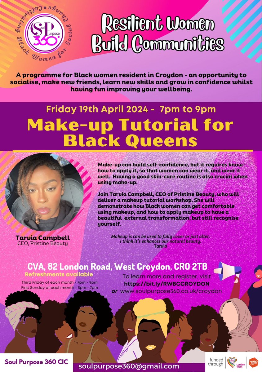 Make-up tutorial for Black Queens by #SoulPurpose360 #Croydon to build #confidence in #BlackWomen Register to participate bit.ly/RWBCCROYDON