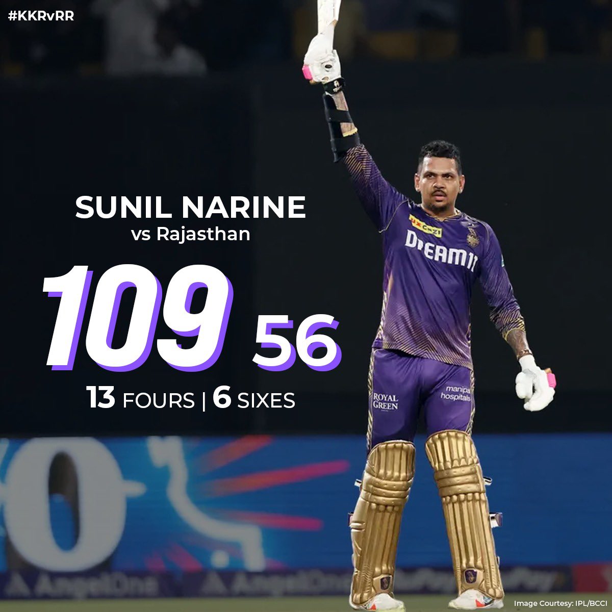 Only #KKR batter to score a century at the iconic Eden Gardens 🤩 It was an exhibition of clean hitting! #IPL #IPL2024 #KKRvRR