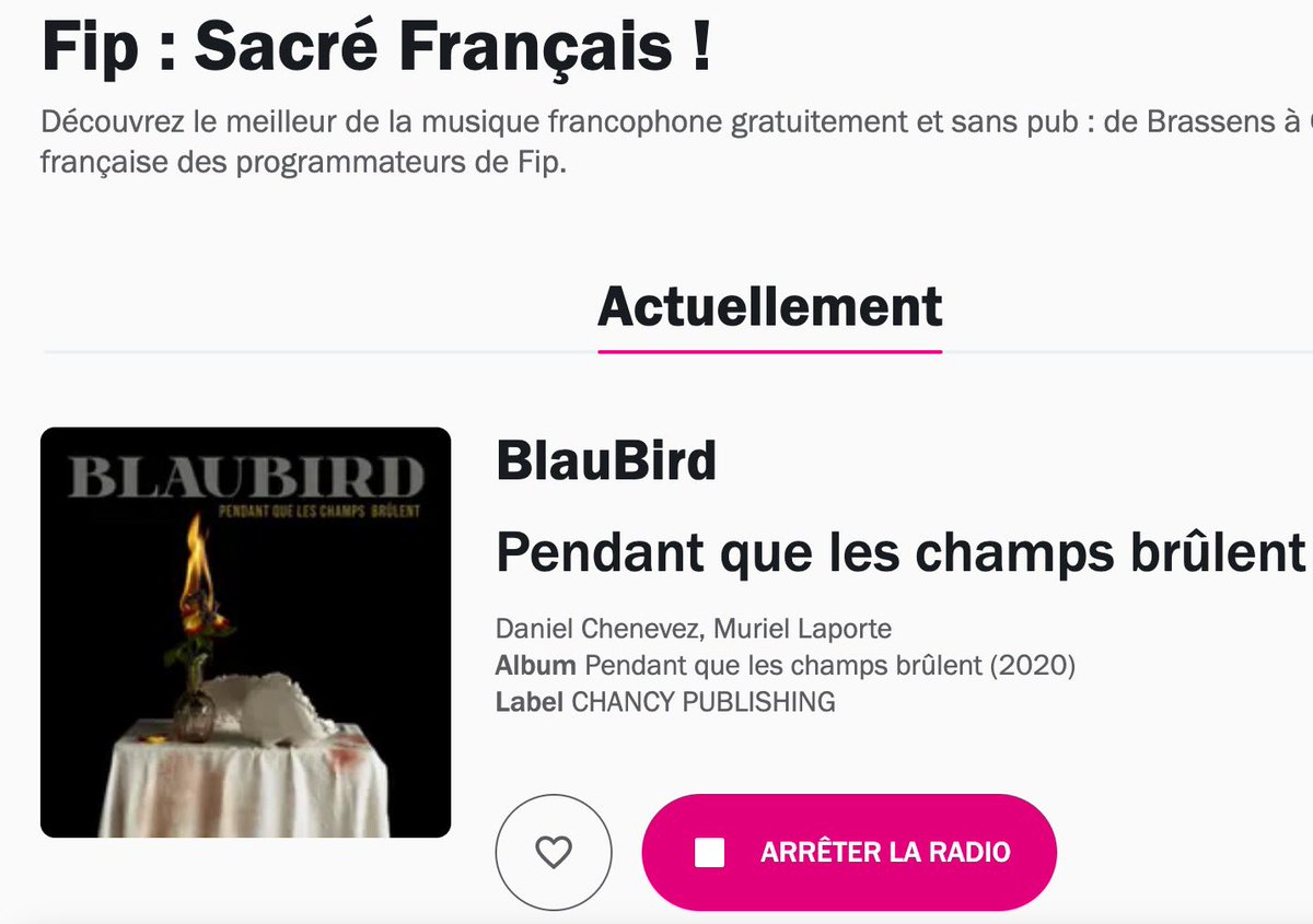 Merci <a href="/fipradio/">FIP 📻</a> 💫
Notre reprise de « Pendant que les champs brûlent »
