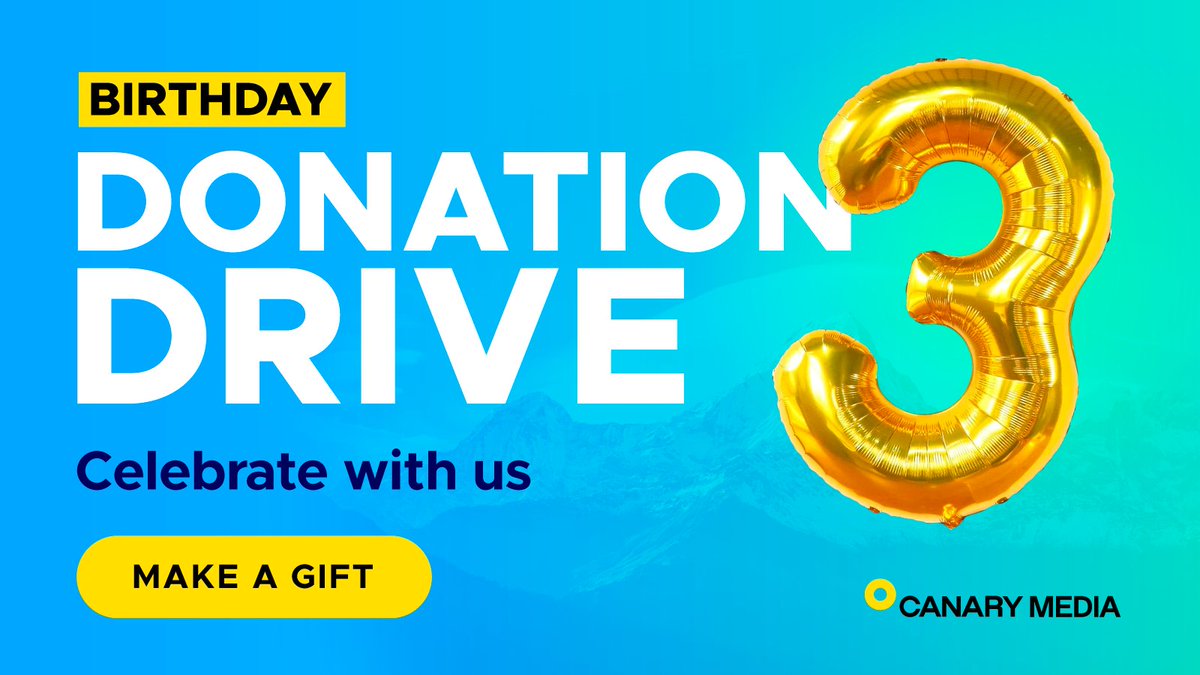 We're starting the second week of our birthday donation drive with a bang 💥 Thanks to generous support from the Tidwell Idaho Foundation, the first $5,000 in gifts this week will be doubled, so a donation goes twice as far! Give to Canary Media here: bit.ly/43WA4Lk