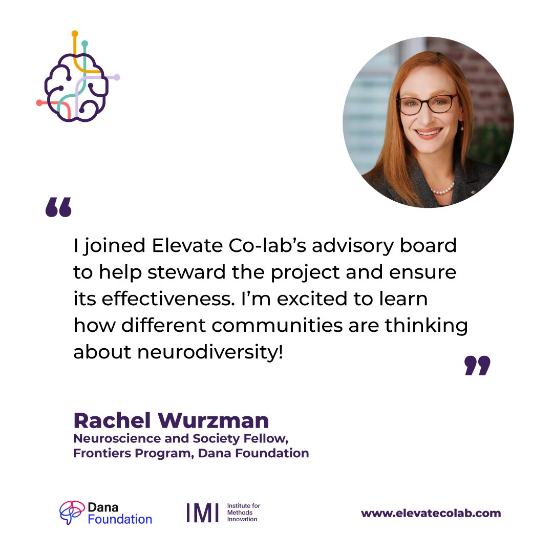 Meet Rachel Wurzman from the @dana_fdn, one of our Advisory Board members at #ElevateColab. We are on a mission to understand how brain diversity shapes our lives. Your perspective matters! Pre-register today for early access to our events 🔗 forms.gle/vntzHSQUocJatY…